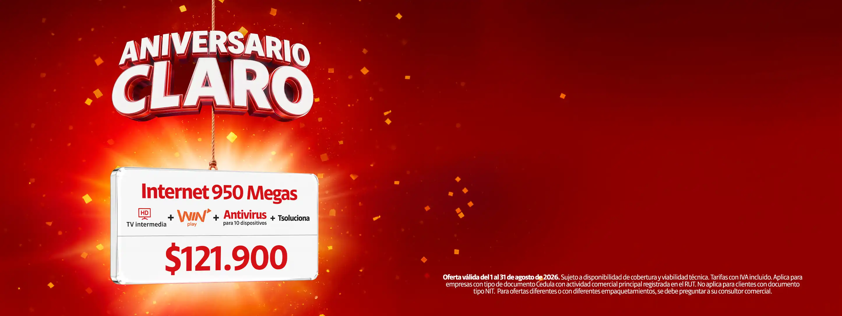 Claro empresas 950MB con 20% desceunto por 2 meses