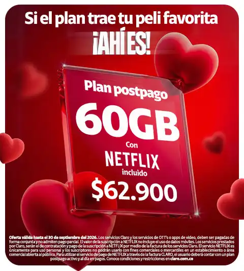 Plan Postpago 60GB + Netflix incluido