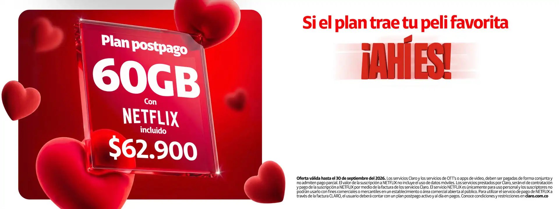 Plan Postpago 60GB + Netflix incluido
