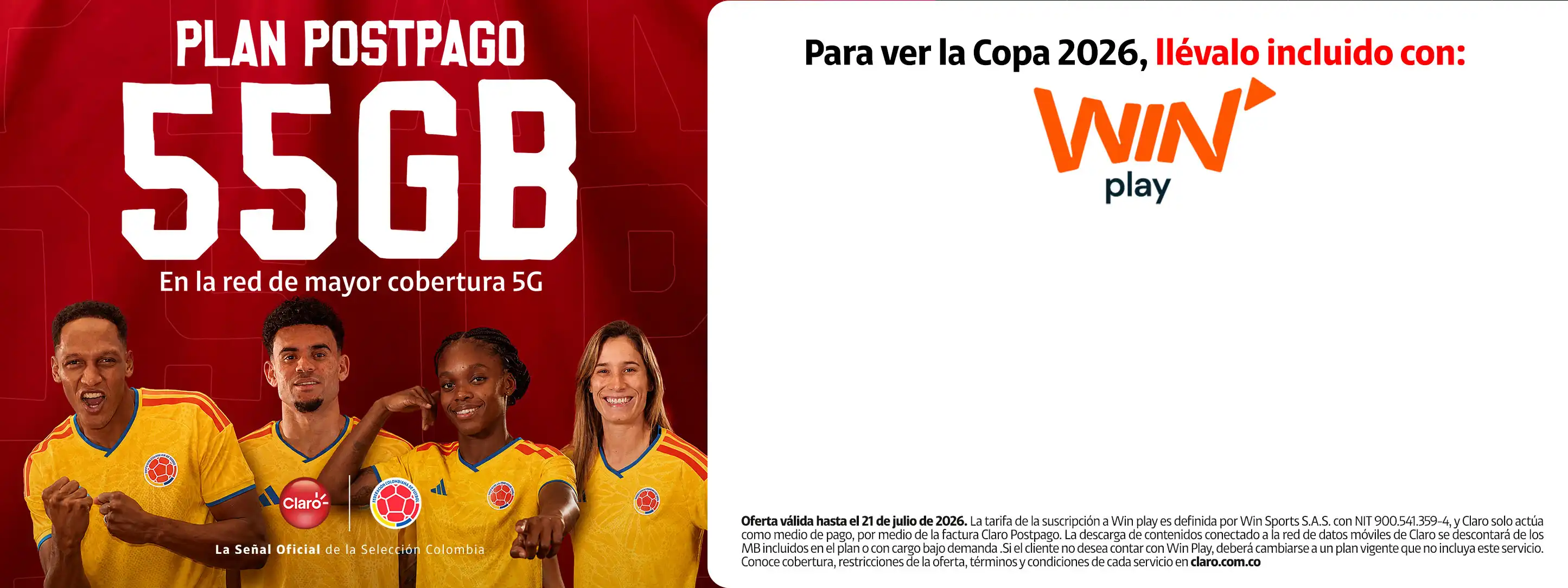 Plan Postpago 55GB + WIN Play incluido