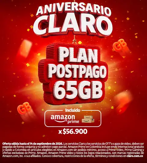 Plan Postpago 65GB + Amazon Prime incluido