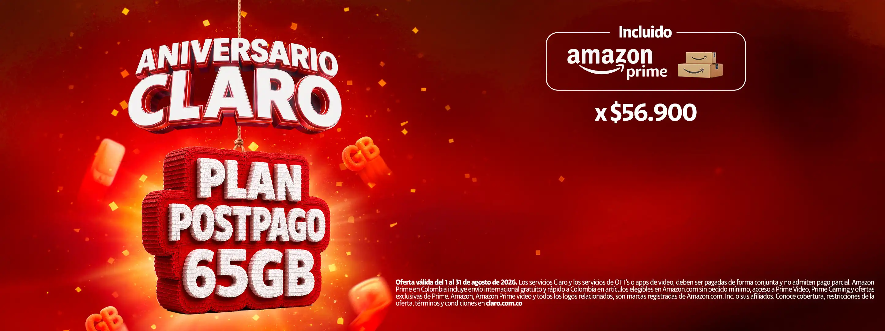 Plan Postpago 65GB + Amazon Prime incluido