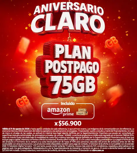Plan Postpago 75GB + Amazon Prime incluido