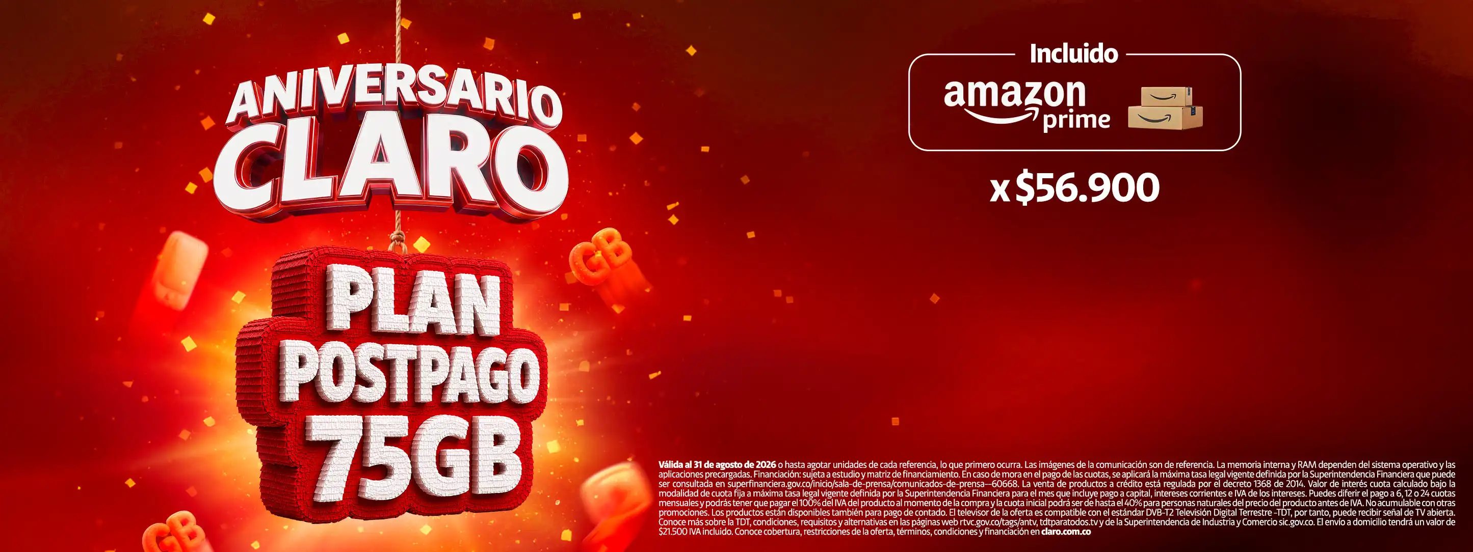 Plan Postpago 75GB + Amazon Prime incluido